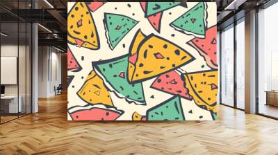 A digital illustration of retro nachos pattern Wall mural