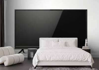 Black LED tv television screen blank isolated on white background Wall mural