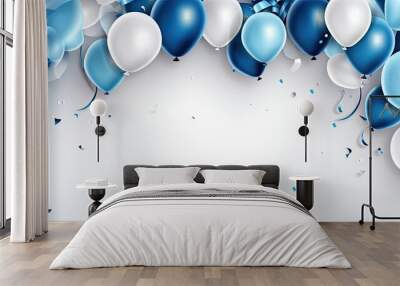 Celebration party banner with Blue color balloons background Wall mural