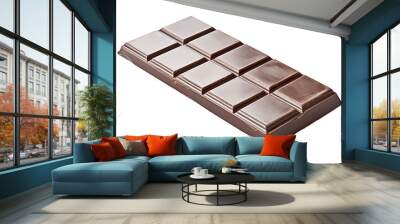 Close-up shot of chocolate bar isolated on white background Wall mural