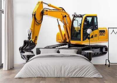 Excavator isolated on white background Wall mural