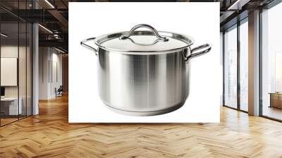 stainless steel pot isolated on white background Wall mural