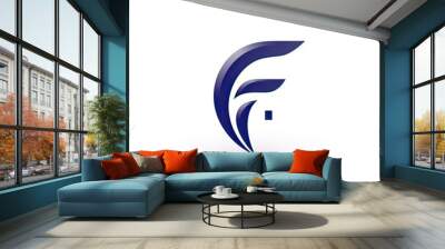 Vector logo of initial Letter F Logo, solid colors on white Wall mural