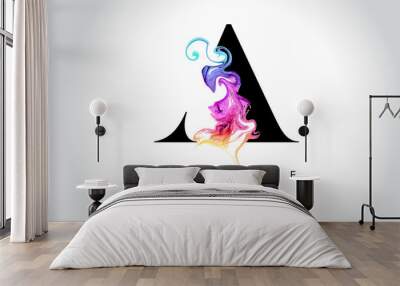 A Vibrant Creative Leter Logo Design with Colorful Smoke Ink Flowing Vector Wall mural