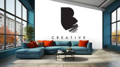 B Brushed Letter Logo. Black Brush Letters design with Brush stroke design. Wall mural