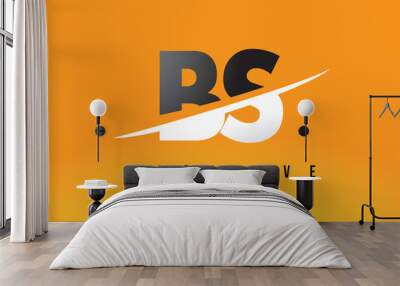 BS B S Letter Modern Logo Design with Yellow Background and Swoosh. Wall mural