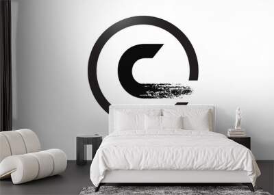 C Brush Letter Logo Design. Creative Brushed Letters Icon Logo. Wall mural