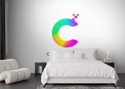 C Colorful Logo Letter Design Vector. Creative Rainbow Gradient Letter Icon Wall mural