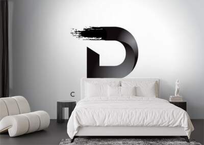 d letter design with brush stroke and modern 3d look. Wall mural