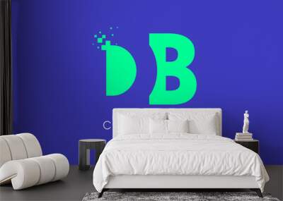 DB Letter Logo Design With Negative Space Concept. Wall mural