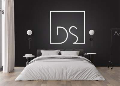 DS Square Frame Letter Logo Design with Black and White Colors. Wall mural