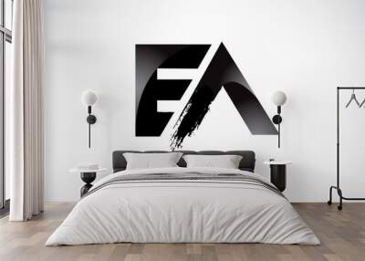 EA Letter Design with Brush Stroke and Modern 3D Look. Wall mural