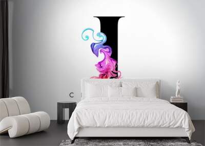 I Vibrant Creative Leter Logo Design with Colorful Smoke Ink Flowing Vector. Wall mural