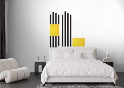 IL Black Lines Letter Logo. Creative Line Letters Vector Template. Wall mural