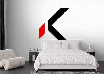 Minimalist Letter K logo Design with sleek modern look and black red color theme. Wall mural