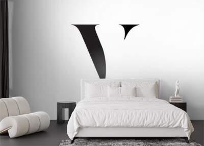 V Serif Letter Logo with Minimalist Design in Black and White Vector Wall mural