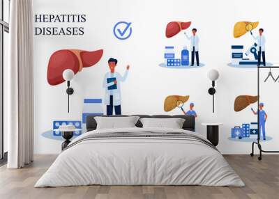 Set of Hepatitis disease vector illustration Wall mural