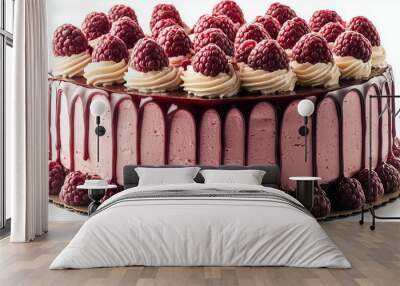 A red velvet cake filled with raspberry cream and raspberry fruits  Wall mural