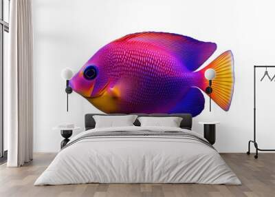 Colorful tang fish isolated on a white background, side view Wall mural