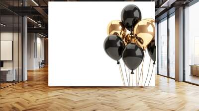 Gold and black party balloons, PNG, no background, transparent background Wall mural