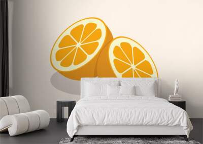 orange cut in to two slices design vector illustrator Wall mural