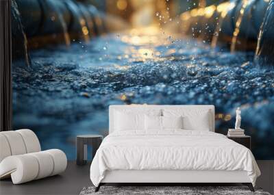 dynamic water flow through pipeline capturing essence of urban supply and technology Wall mural