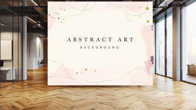 Abstract art botanical background vector . Luxury wallpaper design with women face, leaf, flower and tree  with earth tone watercolor and gold glitter. Minimal Design for text, packaging and prints. Wall mural