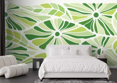 Abstract botanical art green background vector. Natural hand drawn pattern design with leaves branch collage. Simple contemporary style illustrated Design for fabric, print, cover, banner, wallpaper.  Wall mural