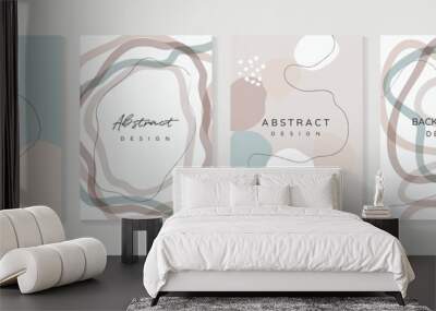 Abstract design cover set vector illustration. Creative background template with abstract colored organic shapes and line arts. Design for greeting card, invitation, social media, poster, banner. Wall mural