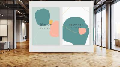 Abstract design cover set vector illustration. Creative background template with abstract colored organic shapes and line arts. Design for greeting card, invitation, social media, poster, banner. Wall mural