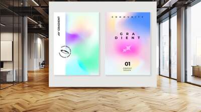 Abstract fluid gradient background vector. Minimalist style cover template with shapes, colorful and liquid color. Modern wallpaper design perfect for social media, idol poster, photo frame. Wall mural