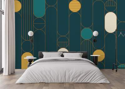 Abstract geometric pattern design background vector. Wallpaper design with circle, square, geometric shape and line . Modern and trendy illustration perfect for decor, cover, print, banner, interior. Wall mural