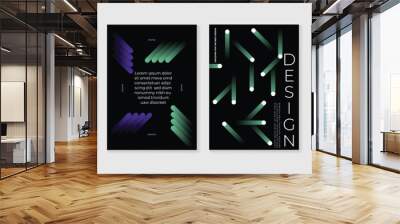 Abstract gradient background vector set. Minimalist style cover template with 3d geometric prism shapes collection. Ideal design for social media, poster, cover, banner, flyer. Wall mural