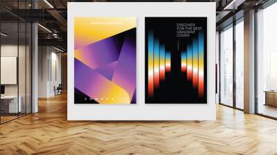 Abstract gradient background vector set. Minimalist style cover template with vibrant perspective 3d geometric prism shapes collection. Ideal design for social media, poster, cover, banner, flyer. Wall mural