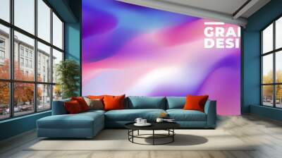 Abstract gradient fluid vector background. Purple wallpaper template with dynamic color and waves, blurred, blend, liquid. Futuristic modern backdrop design for business, presentation, ads, banner. Wall mural