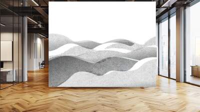 Abstract mountain background vector. Mountain landscape with line art pattern, dotted, pen, pencil lines, halftone. Grunge noise hills art wallpaper design for print, wall art, cover and interior. Wall mural