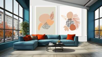 Abstract wall arts vector collection.  Black and white organic shape Art brush design for wall framed prints, canvas prints, poster, home decor, cover, wallpaper. Vector illustration Wall mural