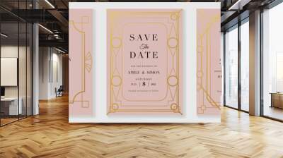 Art deco wedding invitation card vector. Luxury classic antique cards design for VIP invite, Gatsby invitation gold, Fancy party event, Save the date card and Thank you card. Vector illustration. Wall mural