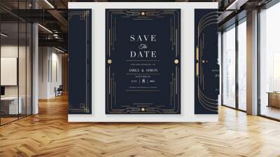 Art deco wedding invitation card vector. Luxury classic antique cards design for VIP invite, Gatsby invitation gold, Fancy party event, Save the date card and Thank you card. Vector illustration. Wall mural