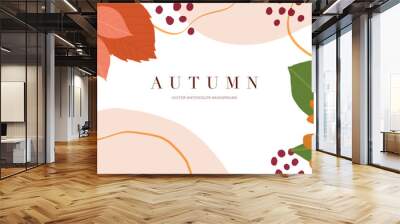 autumn background vector. autumn shopping event illustration wallpaper with hand drawn icons set. th Wall mural