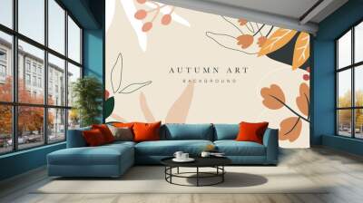 Autumn background vector. Autumn shopping event illustration wallpaper with hand drawn icons set. This design good for banner, sale poster, packaging background and greeting card. Wall mural