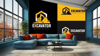 Backhoe and excavator logo template. Wall mural