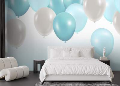 Blue balloons wallpaper vector.  3d realistic vector illustration for anniversary, birthday, sale and promotion,  party design element. Wall mural