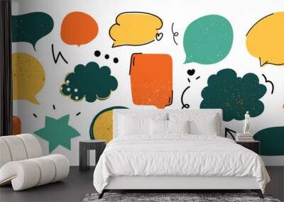 Cute hand drawn speech bubble vector set. Wall mural