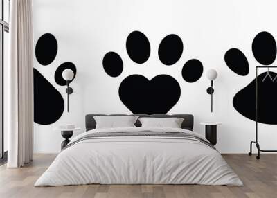 Dog and cat paw print vector illustrations Wall mural