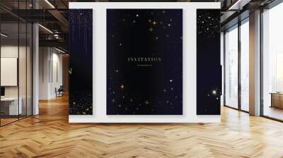 Elegant invitation card design vector. Luxury wedding card with firework, glitter spot texture on dark blue background. Design illustration for cover, poster, wallpaper, gala, VIP, happy new year. Wall mural