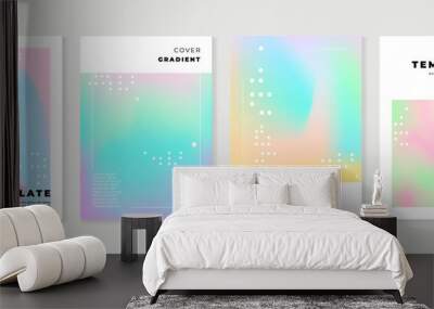 Fluid gradient background vector. Cute and minimalist style posters, Photo frame cover, wall arts with pastel colorful geometric shapes and liquid color. Modern wallpaper design for social media, idol Wall mural