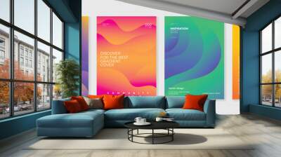 Fluid gradient background vector. Cute and minimalist style posters, Photo frame cover with vibrant colorful geometric shapes and liquid color. Modern wallpaper design for social media, idol poster. Wall mural