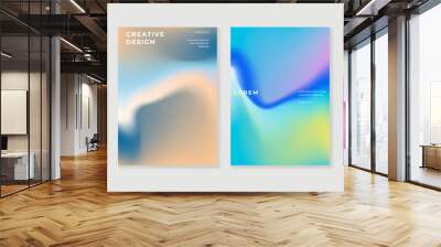 Fluid gradient background. Minimalist posters, cover, wall arts with colorful geometric shapes and liquid color. Modern wallpaper design for presentation, home decoration.  website and banner. Wall mural