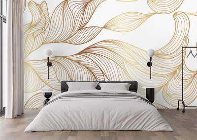 gold abstract line arts background vector. luxury wall paper design for prints, wall arts and home d Wall mural